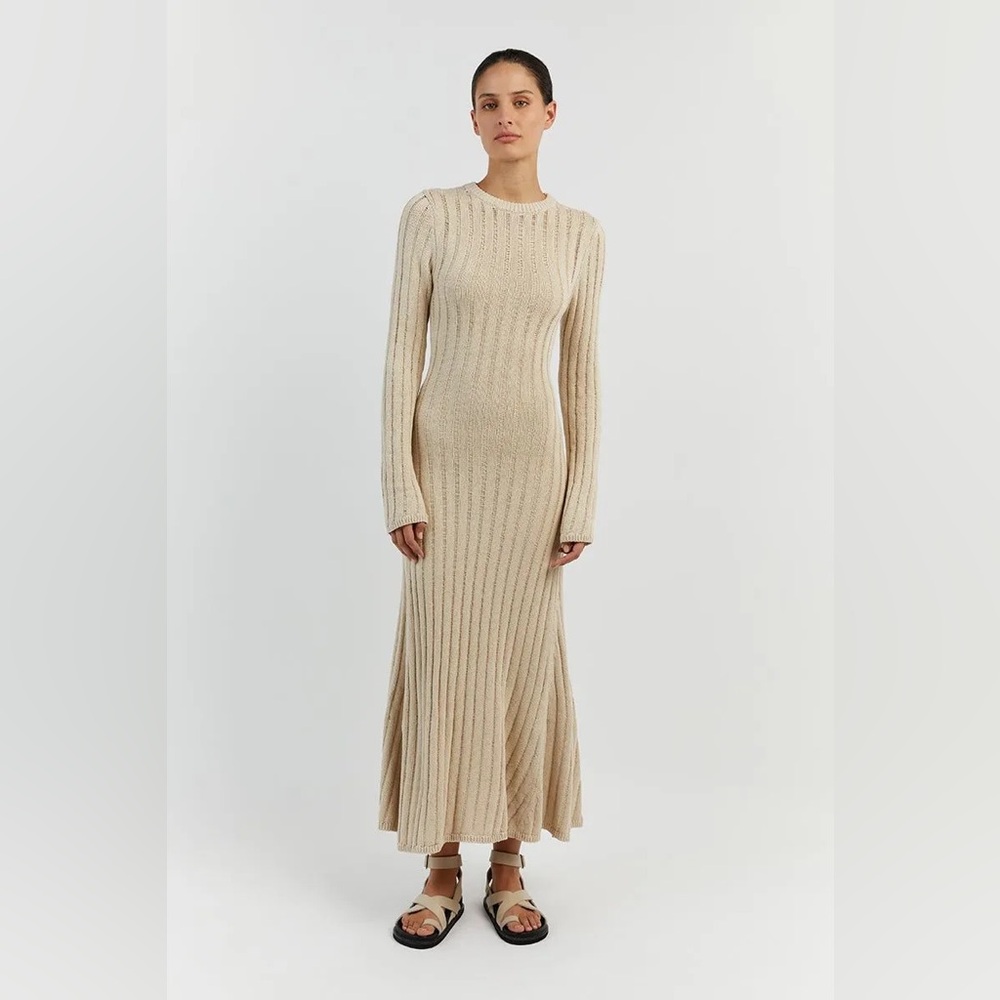 DISSH STEVIE NATURAL LONG SLEEVE MAXI DRESS SIZE XS